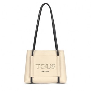 Tous Large Leder Empire City Umhängetasche Beige | Österreich-DEKXCY069