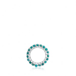Tous Large Shield With Turquoises Anhänger Silber Blau | Österreich-MUEQCY487