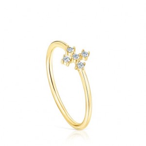 Tous Les Classiques Cross With Diamonds Ring Gold | Österreich-DVTIJZ109