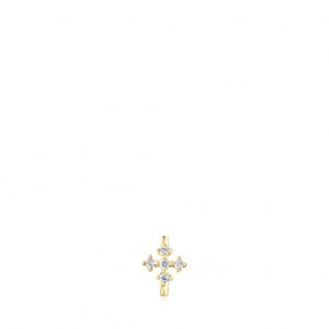 Tous Les Classiques Small Cross Hoop With Diamonds Ohrringe Gold | Österreich-XYSRPD825
