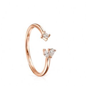 Tous Light Open With Three Diamonds Ring Rosa Gold | Österreich-DZSNPW103