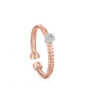 Tous Light With Diamond Rosette Ring Rosa Gold | Österreich-WXJGHU073