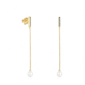 Tous Long Nocturne Bar With Diamonds Pearl Ohrringe Gold | Österreich-QVOZXG417