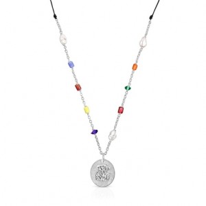 Tous Long Oceaan Cameo With Glass Cord Halskette Silber | Österreich-JKCWQM891