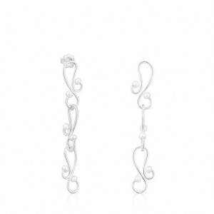 Tous Long Tsuri With Motifs Cultured Pearls Ohrringe Silber | Österreich-OJMFXW329