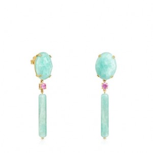 Tous Long With Amazonite Ruby Vita Ohrringe Gold Hellblau | Österreich-BJVANU837