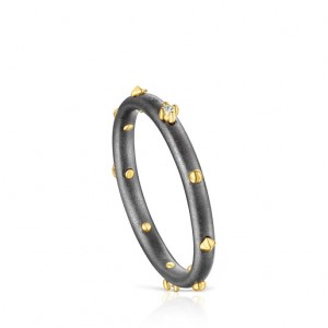 Tous Magic Nature Hoop With Diamonds Ring Schwarz | Österreich-OALTJX923