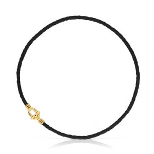 Tous Manifesto Elastic Bracelet With Cord Halskette Schwarz Gold | Österreich-YRCZJK042