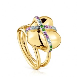 Tous Medium Heart With Gemstones Lligat Ring Gold | Österreich-ZNWJRY240