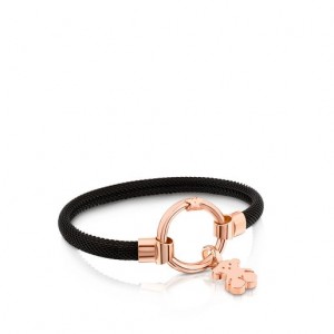 Tous Medium Steel Hold Armband Schwarz Rosa Gold | Österreich-CPOXMJ408
