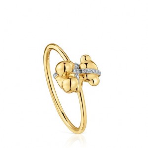 Tous Medium with Diamonds Bear Lligat Ring Gold | Österreich-AZWEVY491
