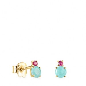 Tous Mini Ivette With Amazonite Ruby Ohrringe Gold | Österreich-OTRBJM507
