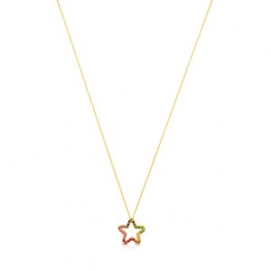 Tous Multicolor Gemstones Little Star Motif Icon Halskette Gold | Österreich-UVDBLF579