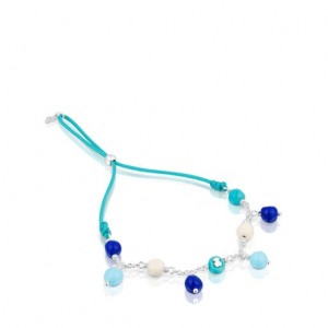 Tous Murano Glass Nylon Icon Glass Armband Türkis Silber | Österreich-ENZGRM960