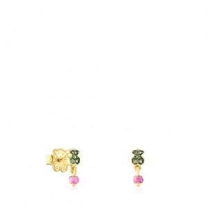 Tous New Motif With Chrome Diopside Bear Ruby Ohrringe Gold | Österreich-AQXMOS039
