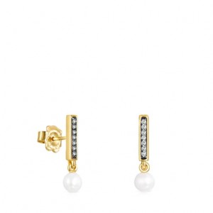Tous Nocturne Bar With Diamonds Pearl Ohrringe Gold | Österreich-HYURFT731