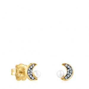 Tous Nocturne Half-moon With Diamonds Pearl Ohrringe Gold | Österreich-RLBUPX346
