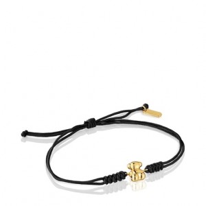 Tous Nylon Bold Bear Armband Schwarz Gold | Österreich-PJITKW293