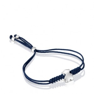 Tous Nylon Bold Motif With Bear Motif Armband Navy Silber | Österreich-VNQPIG984