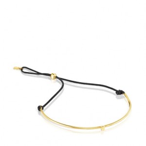 Tous Nylon Cool Joy With Bear Armband Gold Schwarz | Österreich-DZLGWV931