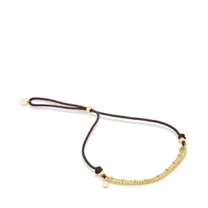 Tous Nylon Cool Joy With Chains Armband Gold Schwarz | Österreich-FGWUZX480