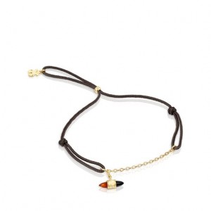 Tous Nylon Lure With Carnelian Onyx Armband Schwarz Gold | Österreich-YURXNI538