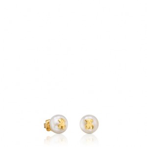 Tous Pearls Bear Motif Bear Ohrringe Gold | Österreich-BDJWGY980