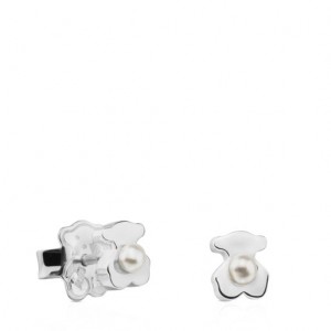 Tous Pearls Bear Motif Super Power Ohrringe Silber | Österreich-GOERFQ086