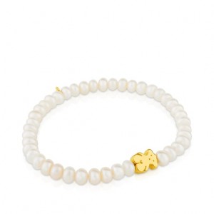 Tous Pearls Bear Motif Sweet Dolls Armband Weiß Gold | Österreich-KNZLXP937