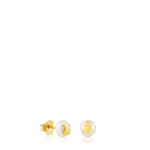 Tous Pearls Bear Ohrringe Gold | Österreich-OXHMWL831