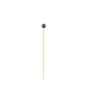 Tous Plump Long 1/2 With Amethyst Ohrringe Gold | Österreich-FXEHOU583