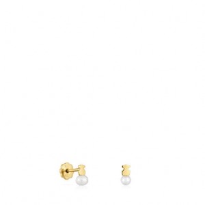 Tous Puppies With Bear Motif With A Cultured Pearl Ohrringe Gold | Österreich-ILMWPO354
