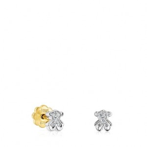 Tous Puppies With Diamonds Bear Motif Ohrringe Silber Gold | Österreich-SCFLYR068