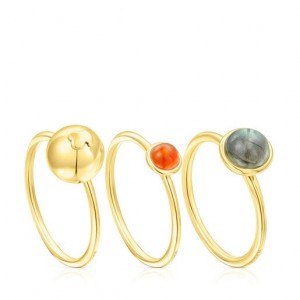 Tous Set Of Three Plumps With Gemstones Ring Gold | Österreich-XOYTZR395