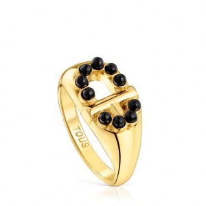 Tous Signet With Onyx Manifesto Ring Gold | Österreich-YUCDZF263