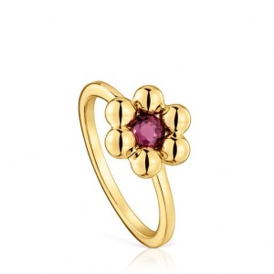 Tous Small Flower With Rhodolite Sugar Party Ring Gold | Österreich-VOWDQG843