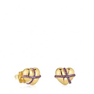 Tous Small Heart With Rhodolite Lligat Ohrringe Gold | Österreich-QHIKAT789