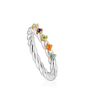 Tous Small Two-tone Gemstones Sugar Party Ring Silber | Österreich-BSHMRK163