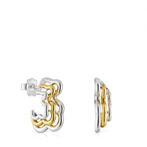 Tous Small Two-tone Triple Bear Bickie Ohrringe Silber Gold | Österreich-WCXPTV204