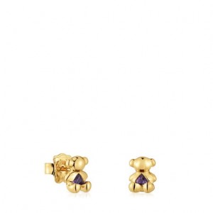 Tous Small With Amethyst Bold Bear Ohrringe Gold | Österreich-OCUGIL470