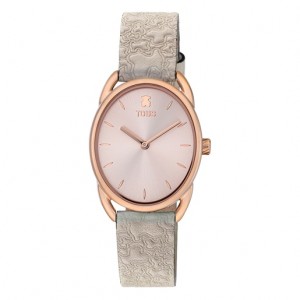 Tous Steel Dai Analogue With Beige Leder Kaos Riemen Uhren Rosa Gold | Österreich-QIUFSV423