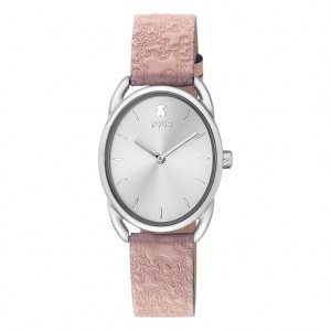 Tous Steel Dai Analogue With Leder Kaos Riemen Uhren Beige Silber | Österreich-GDEVTR308