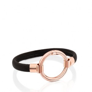 Tous Steel Hold Armband Schwarz Rosa Gold | Österreich-OHBSVQ193