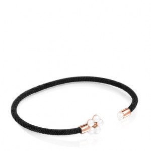 Tous Steel Real Sisy With Pearls Armband Schwarz Rosa Gold | Österreich-SKXJHD395