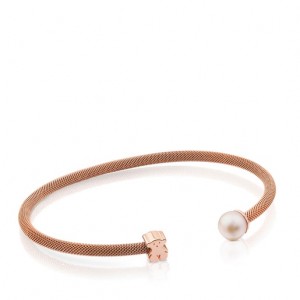 Tous Steel With 65mm Pearl Icon Mesh Armband Rosa Gold | Österreich-PLCMFY498