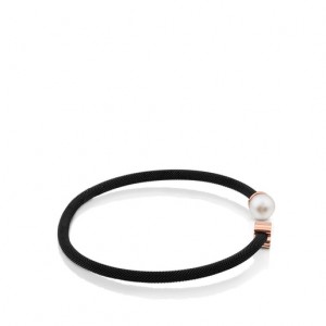 Tous Steel With 65mm Pearl Icon Mesh Armband Schwarz Rosa Gold | Österreich-TNULBG256