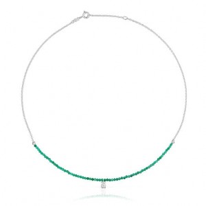 Tous Treated Chalcedony Bold Bear Halskette Silber Grün | Österreich-FZCQIV654