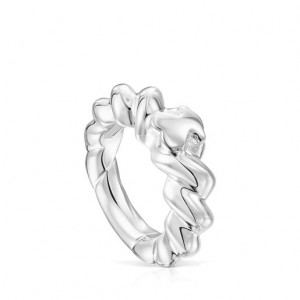 Tous Twisted Braided Bear Motif Ring Silber | Österreich-TSWZDE521