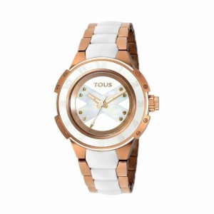 Tous Two Tone Steel Xtous Lady With Silikon Riemen Uhren Weiß Rosa Gold | Österreich-UFLTKA867