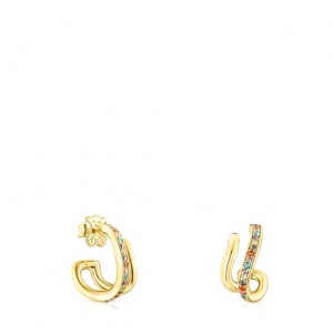 Tous Vibrant Colors Double-hoop With Gemstones Ohrringe Gold | Österreich-UACPJK758